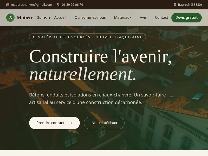 Site réalisé pour Matière Chanvre